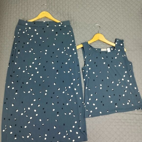 Liz Claiborne Womens Polka Dot Set sleeveless shirt size L - Picture 1 of 14